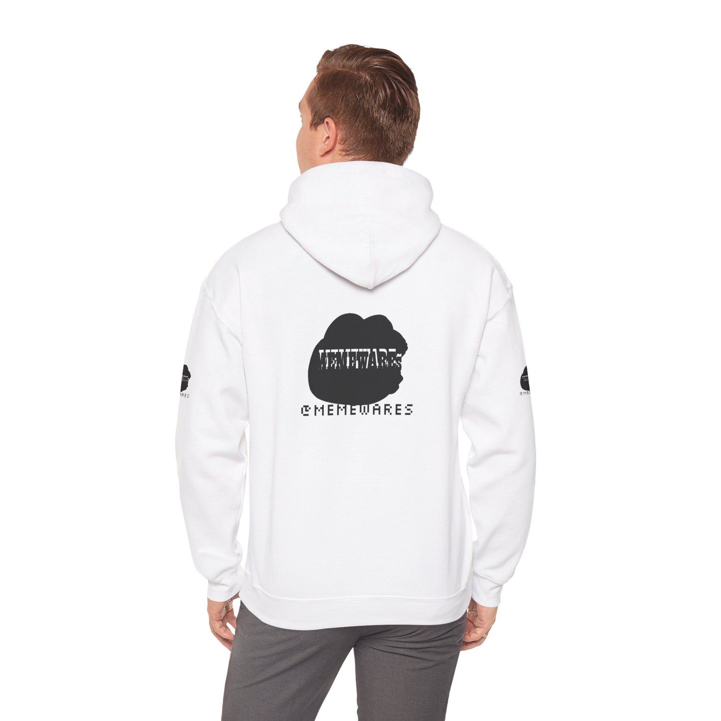 MEMEWAREs Heavy Blend™ Hooded Sweatshirt (sleeve design)