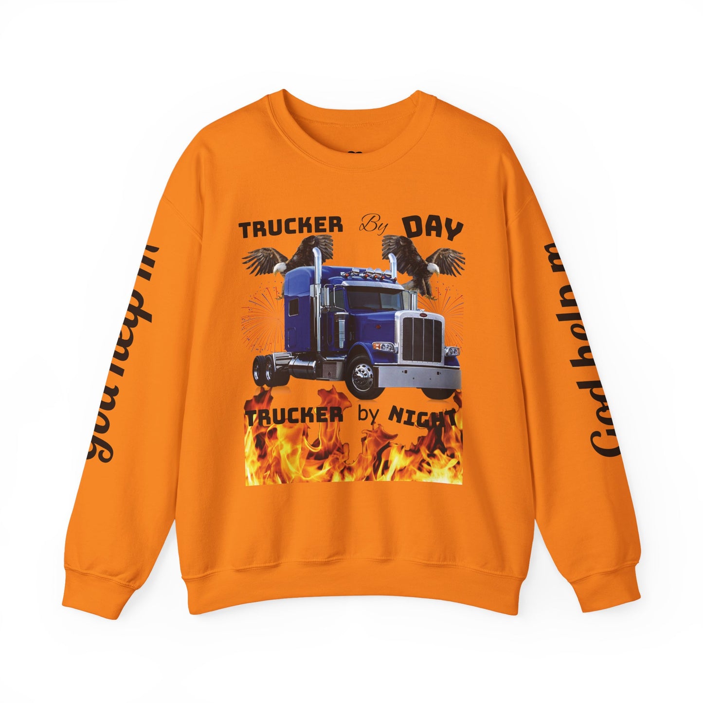 "Trucker by Day, Trucker by Night" Heavy Blend™ Crewneck Sweatshirt