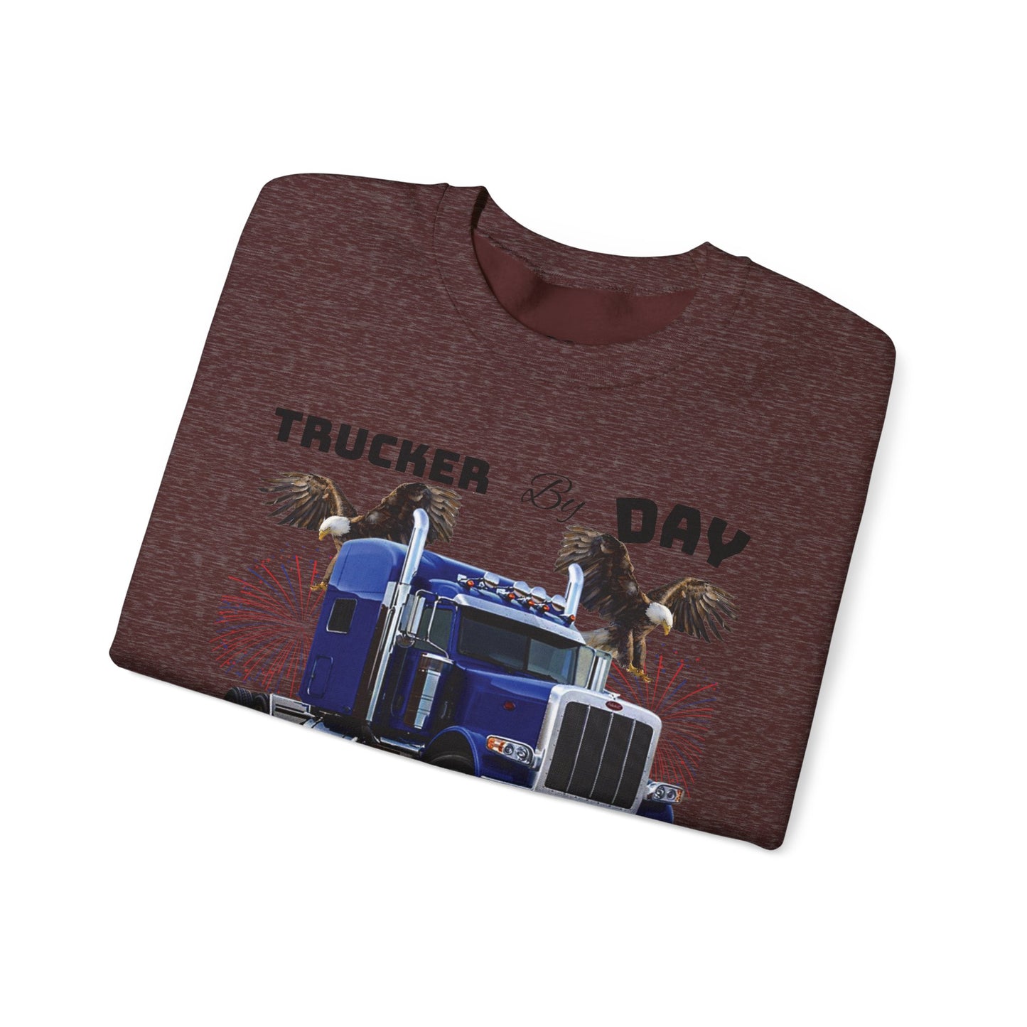 "Trucker by Day, Trucker by Night" Heavy Blend™ Crewneck Sweatshirt