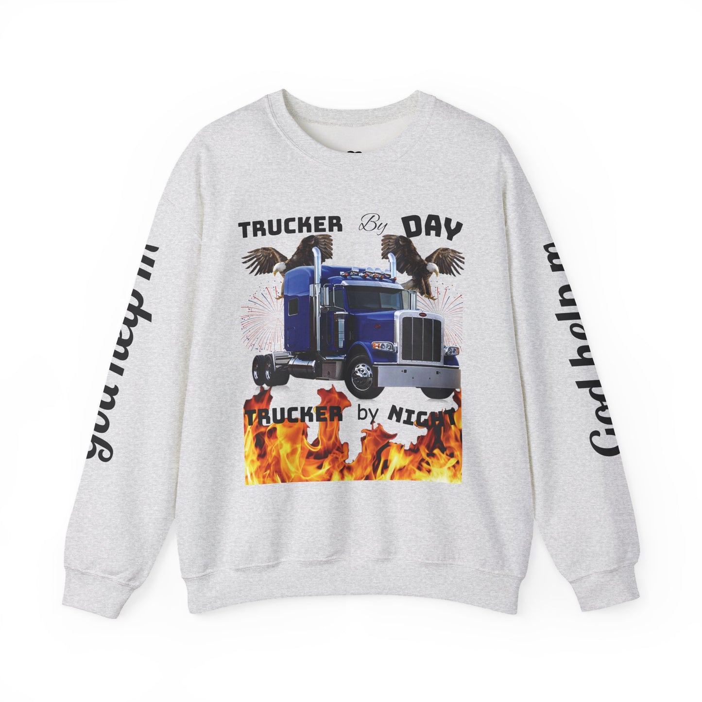 "Trucker by Day, Trucker by Night" Heavy Blend™ Crewneck Sweatshirt