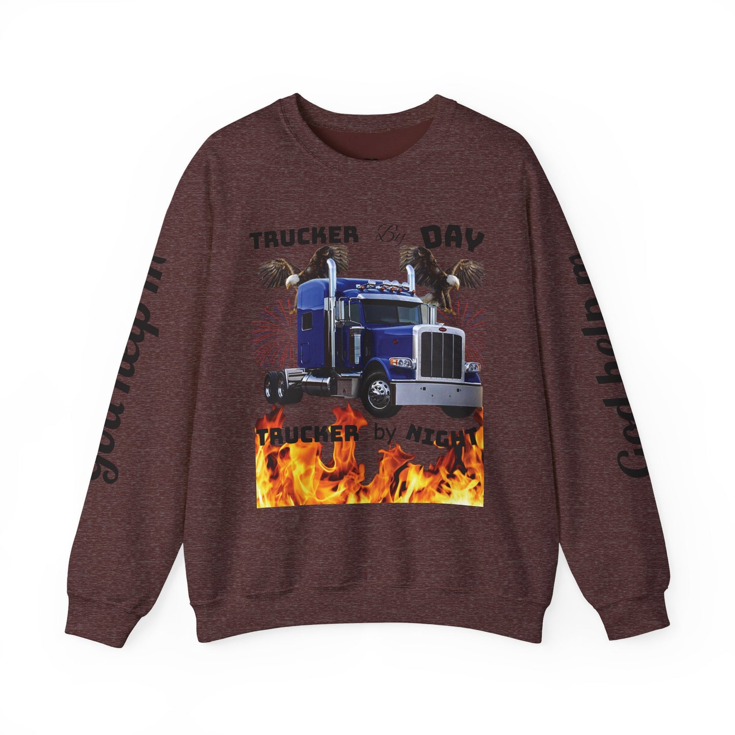 "Trucker by Day, Trucker by Night" Heavy Blend™ Crewneck Sweatshirt