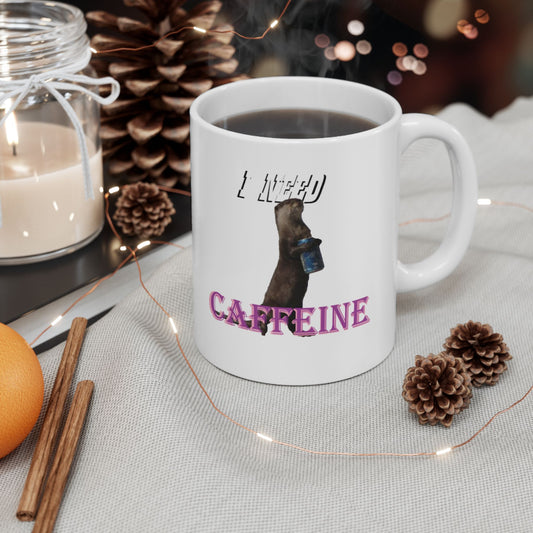 I Need Caffeine - Otter Mug, (11oz, 15oz)