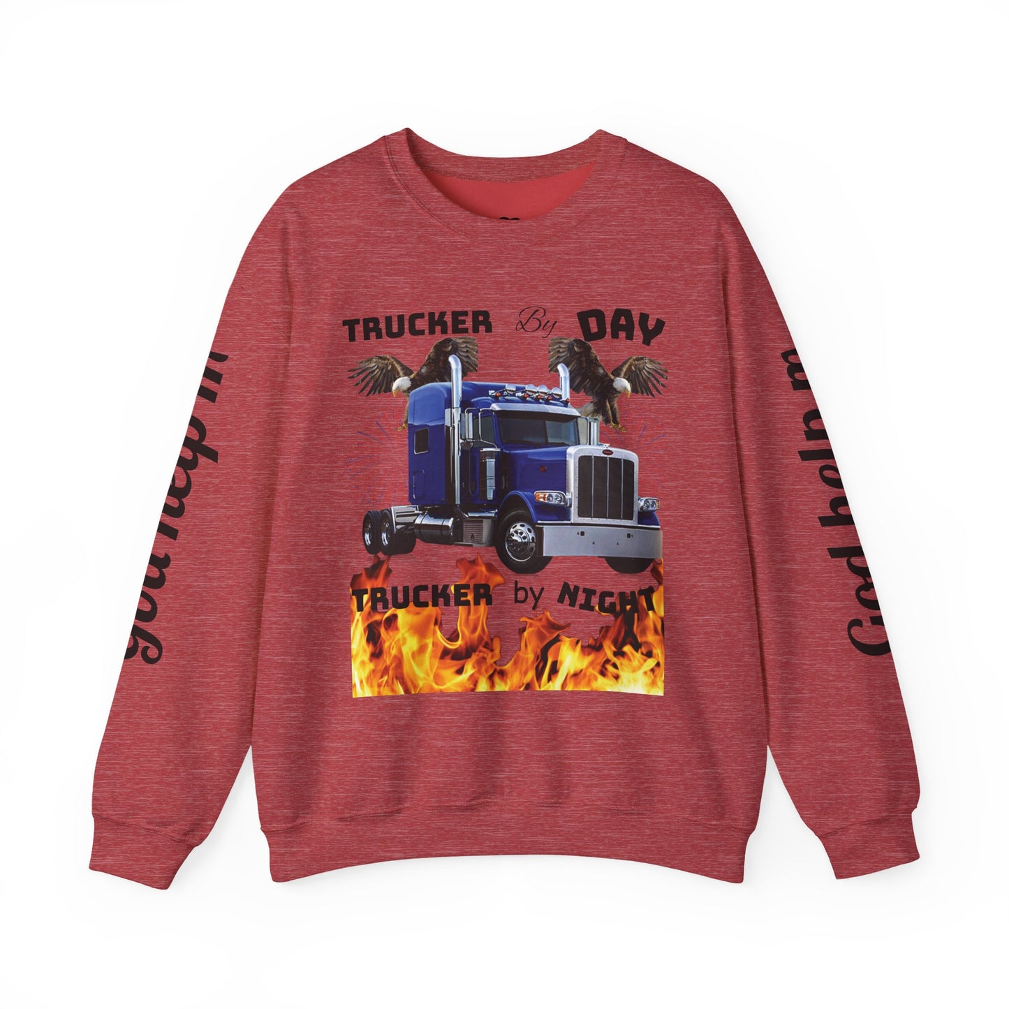 "Trucker by Day, Trucker by Night" Heavy Blend™ Crewneck Sweatshirt