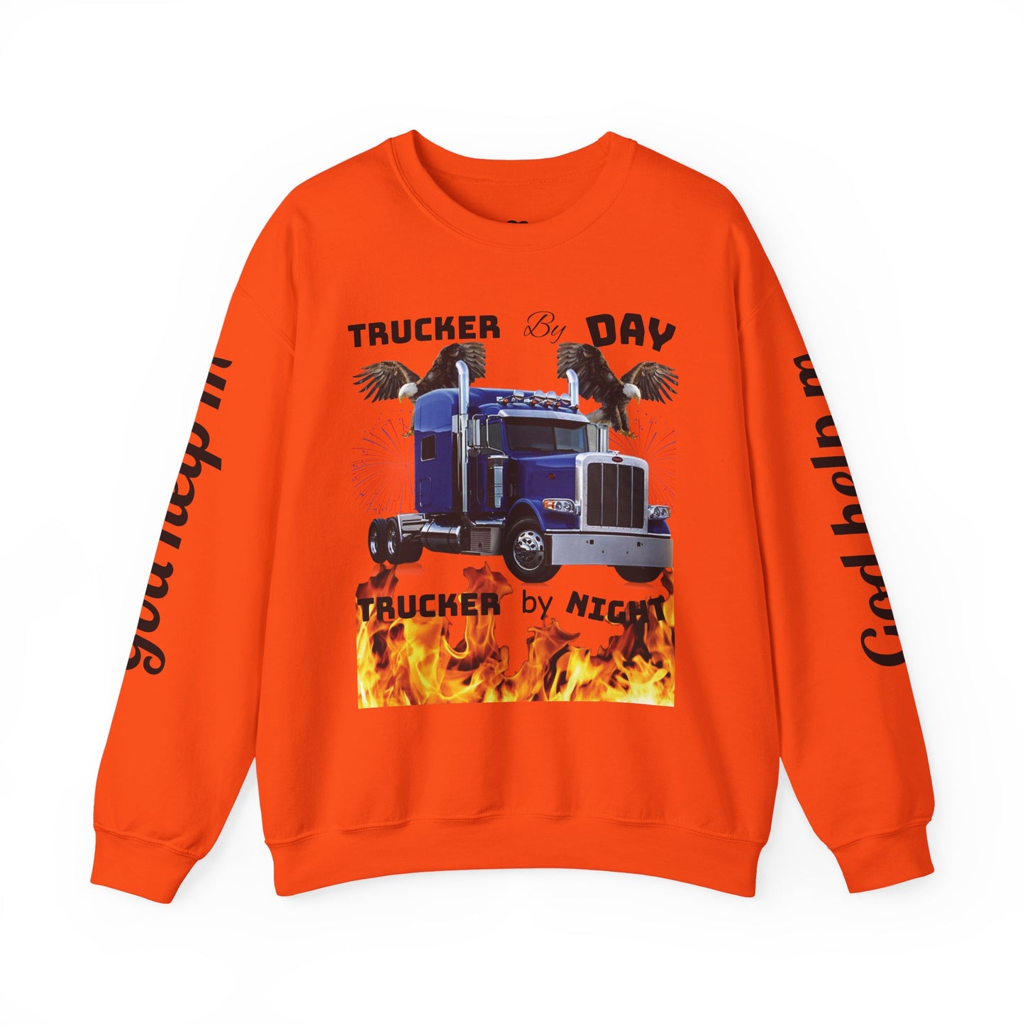 "Trucker by Day, Trucker by Night" Heavy Blend™ Crewneck Sweatshirt