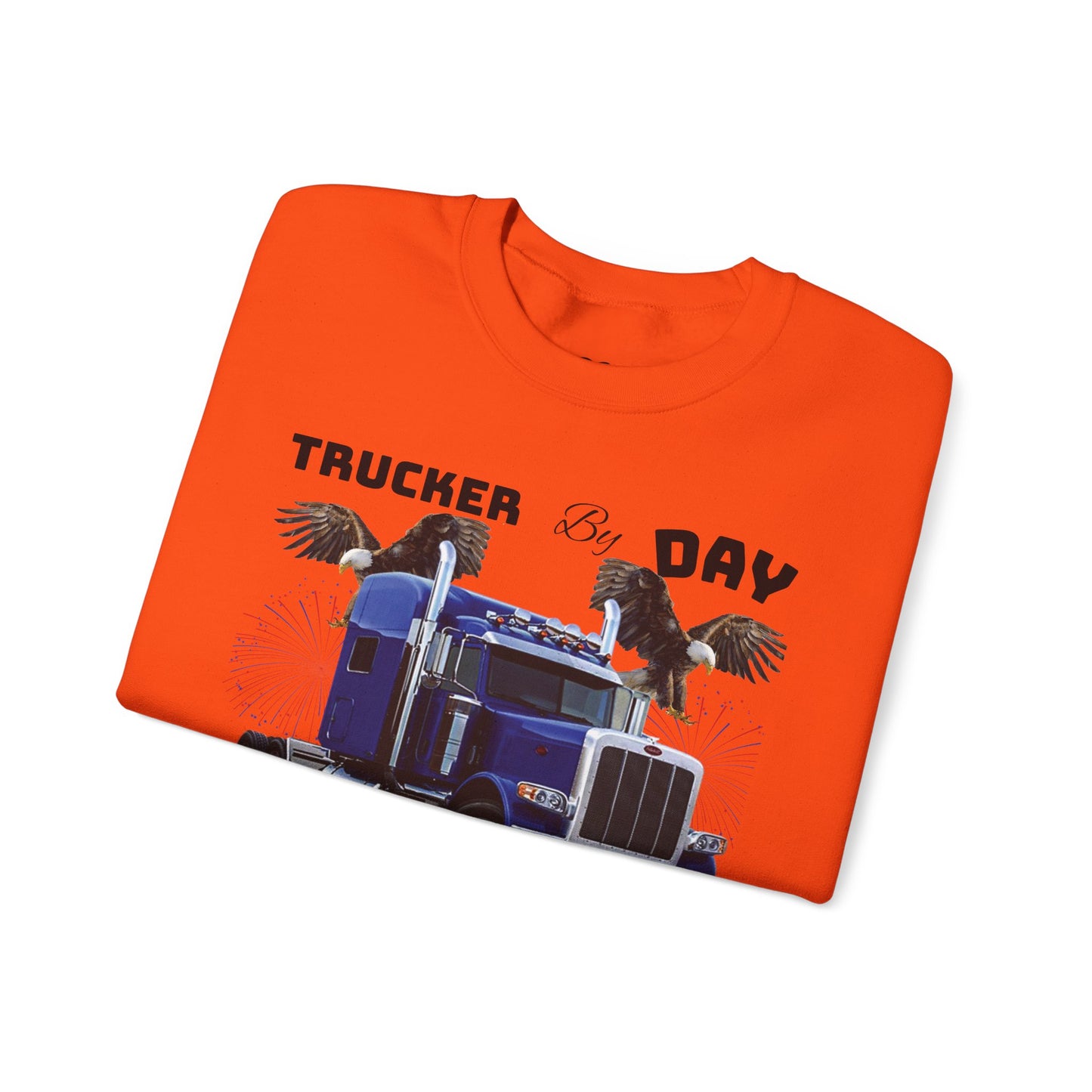 "Trucker by Day, Trucker by Night" Heavy Blend™ Crewneck Sweatshirt